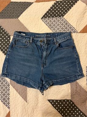 American Eagle Outfitters Medium Blue High-Rise Jean Shorts Summer